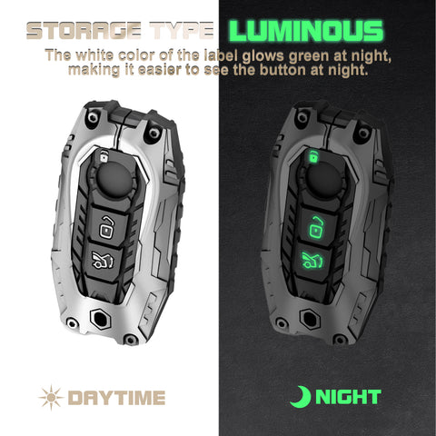 x xotic tech Mech Style Heavy Metal Key Fob Cover Compatible with Mercedes Benz C S E G Class GLC AMG EQS EQE SL S350 S400 S450 S500 C200 C260, Zinc Alloy Key Case Protector Shell Keychain