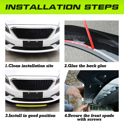 Xotic Tech Front Bumper Lip Chin Spoiler Splitter Diffuser Protector Body Kit Compatible with Honda Accord Civic or Volkswagen MK5 MK6 MK7 or Kia Optima or Mitsubishi Lancer, 4pcs