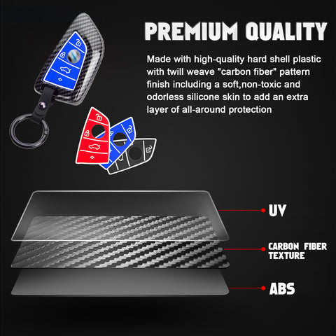 Fit BMW 2 3 5 6 7 Series Smart Key Fob Skin Case Fob w/Silicone Button Cover