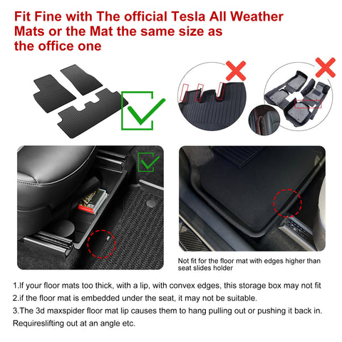 Front Under Seat Door Armrest Storage Hidden Organizer For Tesla Model Y 2020-23