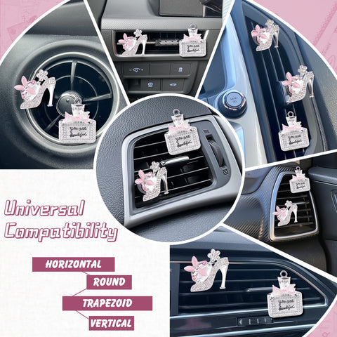 Crystal High Heel & Handbag Car Air Fresheners Diffuser Vent Clips Combo Kit