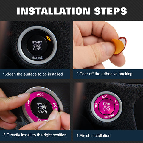 Keyless Engine Push Start Button & Surrounding Ring For Dodge Charger Challenger