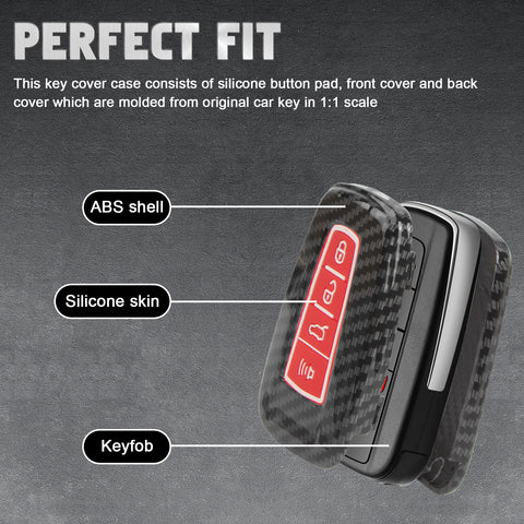 For RAV4 Camry Corolla Glossy Carbon Fiber Pattern Silicone Button Key Fob Skin
