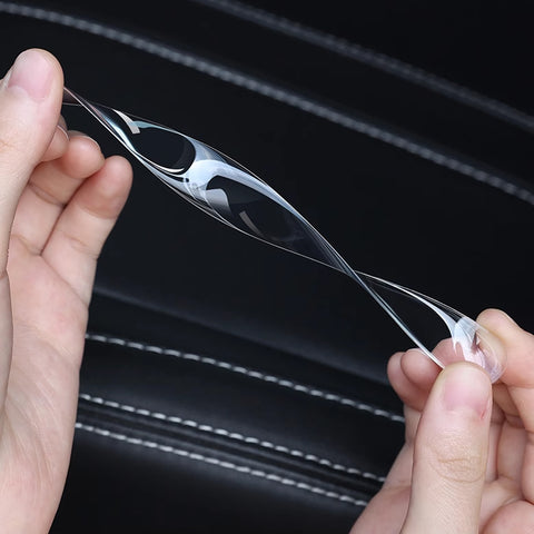 3D Blue Carbon Fiber Style Door Handle Guard Film Strip Stickers Decor Universal