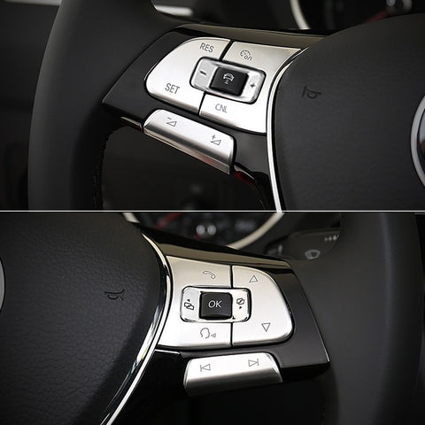 6pcs Silver Steering Wheel Control Button Cover Trim Decoration for Volkswagen Passat Golf SportWagen Alltrack Tiguan Altas Arteon 2016-up