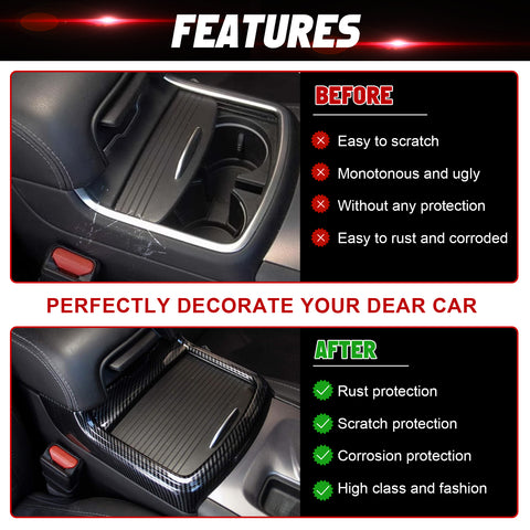 Carbon Fiber Texture Central Cup Holder Frame Trim Cover For Dodge Charger 2011-23