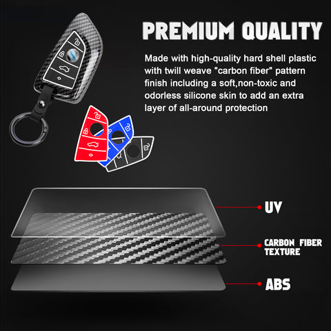 Fit BMW 2 3 5 6 7 Series Smart Key Fob Skin Case Fob w/Silicone Button Cover