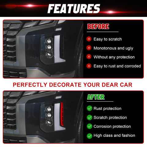 Glossy Red Front Fog Light Air Inlet Cover Trim For Hyundai Palisade 2023-2025