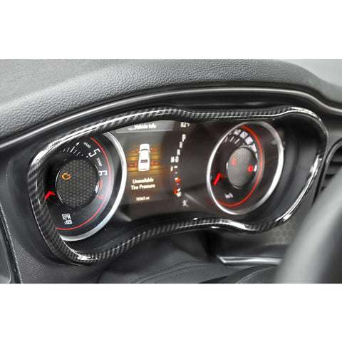 Car Interior Dashboard Display Screen Frame Cover Trim Accessories Decoration, Carbon Fiber Pattern, Compatible with Dodge Challenger 2015-2023