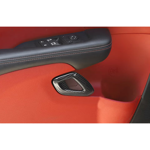 Car Interior Door Handle Cover Trim Accessories Decoration, Carbon Fiber Pattern, Compatible with Dodge Challenger 2015-up