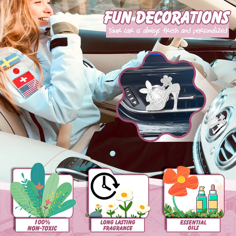 Bling Car Air Fresheners Rhinestone Diffuser Vent Clips Decor Universal Fit