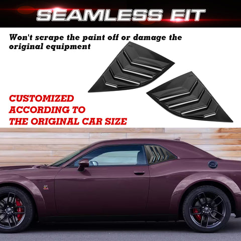 Car Exterior Rear Side Window Louvers Windshield Trim for Dodge Challenger 2008+