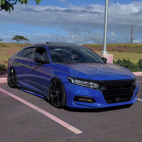 86.5 Inch/2.2M Car Lower Side Skirts Protect Rocker Panel Splitter Winglets Diffuser Bottom Line Extension Body Kit Universal Fit Most Vehicles (Cabron Fiber Pattern w/ Blue Strip)