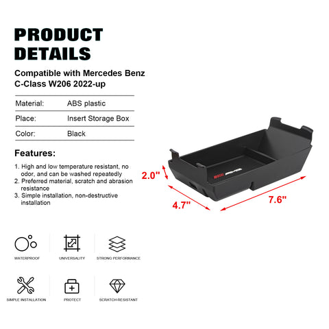 Central Armrest Box Insert Storage Organizer For Mercedes-Benz C-Class 2022-up