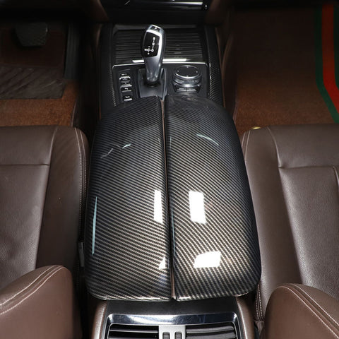 Xotic Tech Carbon Fiber Color Car Interior Center Armrest Box Cover, 2PCS Console Storage Box Protect Armrest Covers Trim Accessories Compatible with BMW X5 F15 F85 2014-2018 X6 F16 F86 2015-2019