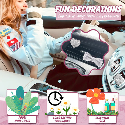 Crystal High Heel & Handbag Car Air Fresheners Diffuser Vent Clips Combo Kit