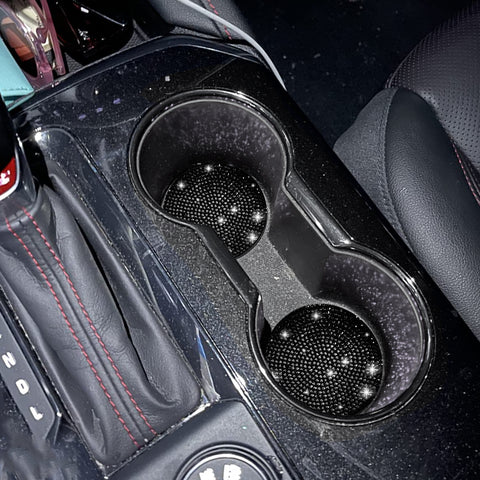 2pcs Cute Bling Car Cup Holder Coaster with Rhinestone Auto Interior Accessories
