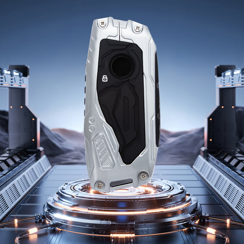 x xotic tech Mech Style Heavy Metal Key Fob Cover Compatible with BMW 2023 2024 2025 X1 X5 X6 X7 i7 Xi 3 5 7 Series 740i 760i XM IX IX3 I5 I7, Zinc Alloy Key Case Protector Shell Keychain