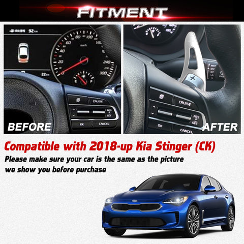 Silver Aluminum Paddle Shifter Extension Cover Kit For Kia Stinger 2018-2023