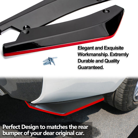 Xotic Tech JDM Rear Bumper Diffuser Valance Spoiler Fin Lip Trim Universal Car Side Fender Skirt Lip Splitter Canard Protector