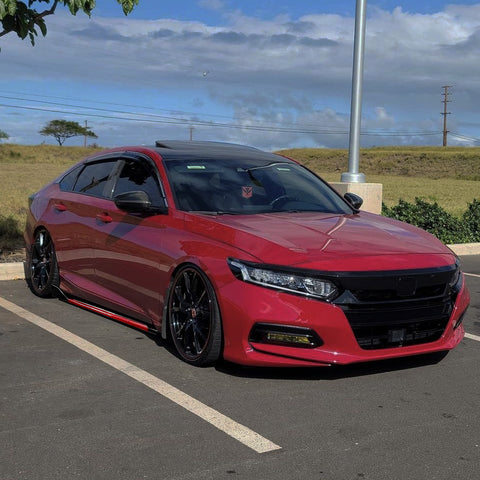 78.7 Inch/2M Car Lower Side Skirts Protect Rocker Panel Splitter Winglets Diffuser Bottom Line Extension Body Kit Universal Fit Most Vehicles (Glossy Black w/ Red Strip)