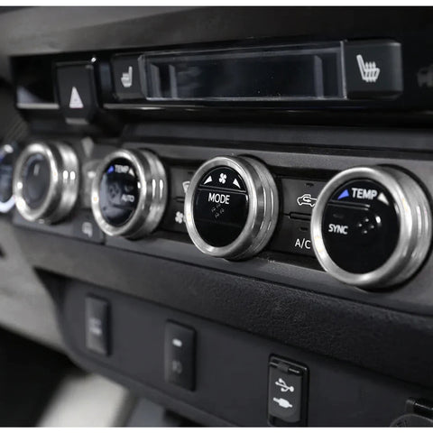 Silver AC Knob Control + Air Vent Outlet Ring Combo Trim For Toyota Tacoma 2016+