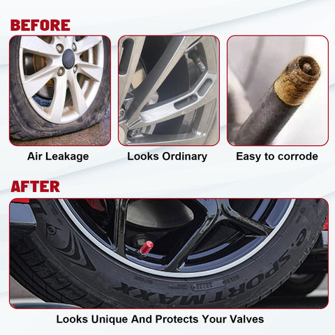 4pcs American Flag Tire Valve Stem Cover Caps Anodized Aluminum Alloy, Corrosion Resistant Leak-Proof Wheel Valve Cap Set, Universal for Cars Trucks Motorcycles SUVs