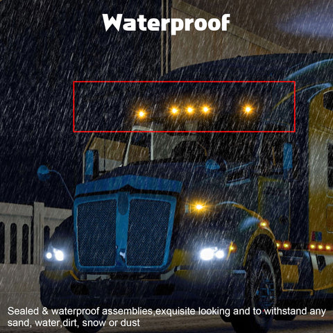 Clear Lens Chrome Amber LED Roof Clearance Marker Lights Assemblies 5pcs 888-5128 For Kenworth T680 T770 T880 Peterbilt 569