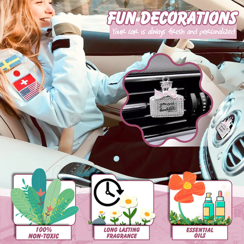Bling Car Air Fresheners Rhinestone Diffuser Vent Clips Decor Universal Fit