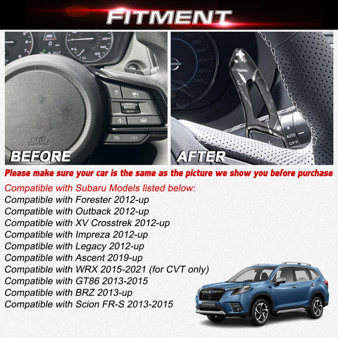 Red Aluminum Paddle Shifter Extension For Subaru Forester Outback Legacy 2012-up