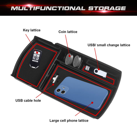 Central ABS Armrest Storage Box Grocery Holder w/Anti-Slip Pad For Accord 2018-22