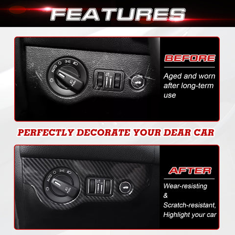 Headlight Switch Button Panel Cover Trim for Challenger 2015-up Charger 2010-up