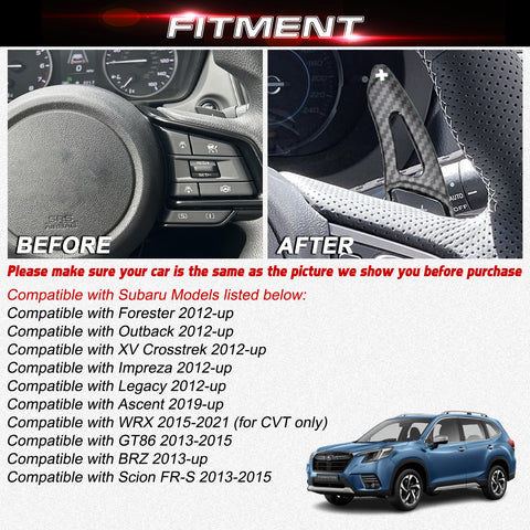 Red Aluminum Paddle Shifter Extension For Subaru Forester Outback Legacy 2012-up