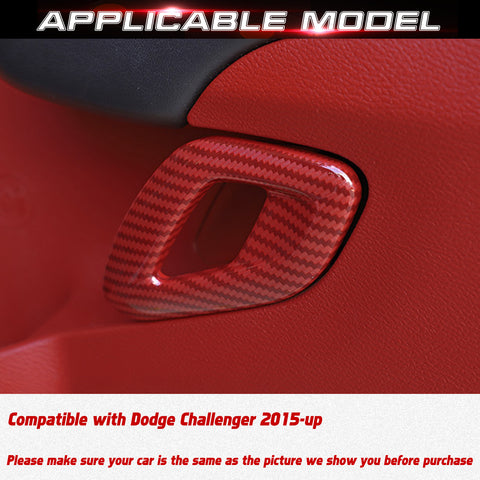 Car Interior Side Door Handle Decor Overlay Cover For Dodge Challenger 2015-up