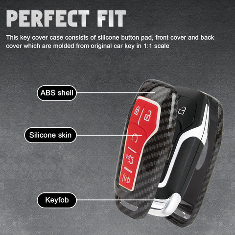 Carbon Fiber Texture Remote Key Holder Case Skin For Ford Mustang Edge Fusion Lincoln