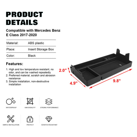 Inner Armrest Seat Box Insert Storage Container For Mercedes-Benz E Class 17-20