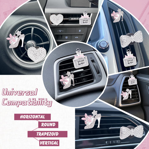 Crystal High Heel & Handbag Car Air Fresheners Diffuser Vent Clips Combo Kit