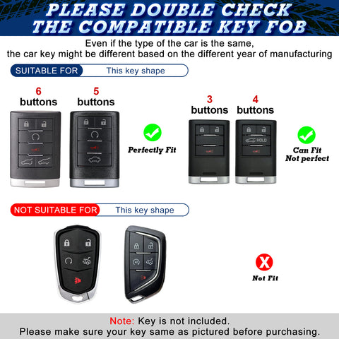 Xotic Tech Gloss ABS Key Fob Shell Cover w/Keychain, Compatible with Cadillac ATS CTS XTS DTS SRX Escalade Chevrolet C7 Corvette 4 5 6 Buttons Smart Keyless Entry Key OUC6000066 5923887 22756465