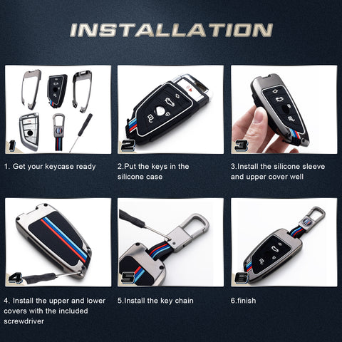 Gun Color Full Seal Keyless Entry Key Fob Cover For BMW 2 3 5 6 7 Series X1 X2 X3 X5 X6