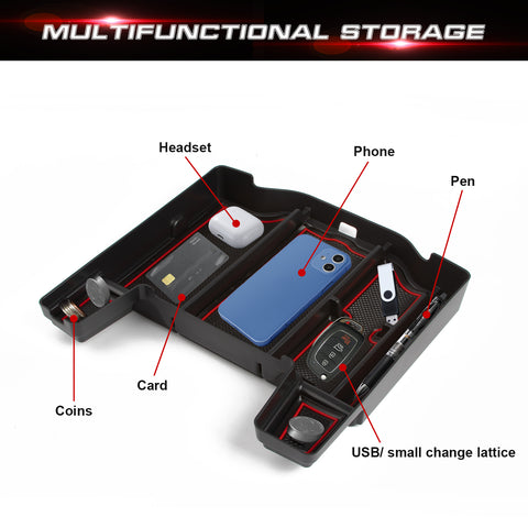 Central ABS Armrest Storage Box Organizer For Dodge RAM 1500/2500/3500 2019-2023