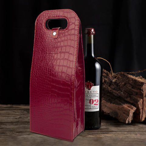 2-Bottle Leather Wine Tote Bag Protector Champagne Gift Bag with Handle For Gift