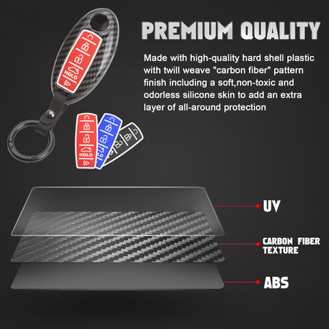 Carbon Fiber Style Full Seal Key Fob Holder Night-Luminous For Infiniti Nissan