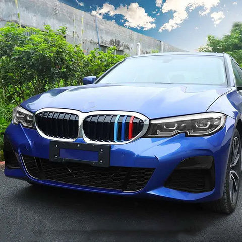 x xotic tech M-Colored Stripe Grille Insert Trims Compatible with BMW 3 Series G20 2023 330i 330e 320i 320d Sedan Kidney Grill (8-Beams Standard Grille)