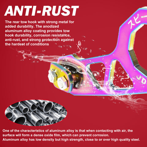 Xotic Tech Auto Aluminum JDM Rear Tow Hook Kit Racing Style Trailer Towing Ring Decoration Car Accessories , Universal Fit Car , Truck , SUV , Most Vehicles (NEO)