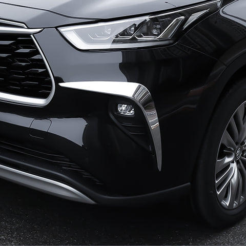 x xotic tech Front Fog Light Cover Trim Eyebrow Spoiler Molding Compatible with Toyota Highlander 2020-up ABS Car Decoration Exterior Accessories, 2Pcs/Set