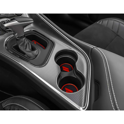 Car Interior Anti-dust Mats Cup Holder Inserts, Door Pocket Center Console Liners Mat Custom Fits Accessories Compatible With Dodge Challenger 2015-2023 (Red, 11pcs)