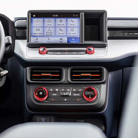 Air Conditioner Headlight Switch Knob, Headlight Volume Radio Control Knob Ring Cover, Compatible with Ford Maverick 2022 2023 (Aluminum Alloy, Red) -5PCS