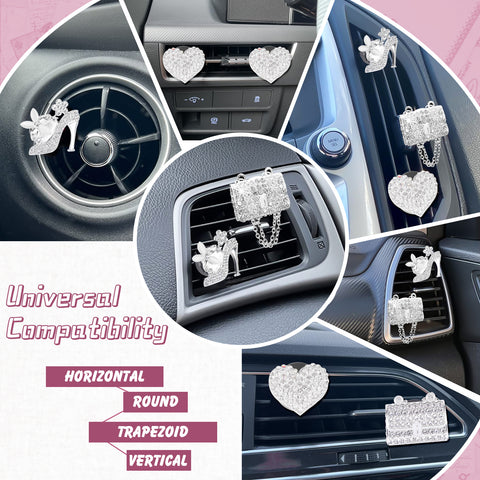 Crystal High Heel & Handbag Car Air Fresheners Diffuser Vent Clips Combo Kit