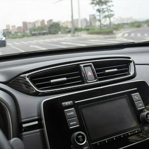 Carbon Fiber Texture Dash Center AC Vent Outlet Cover For Honda CR-V 2017-2022