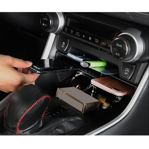 Interior Center Console Secondary Storage Tray Organizer w/Black Anti-Dust Mats + Glove Box Container Holder Divider Compatible with Toyota RAV4 2019-2025